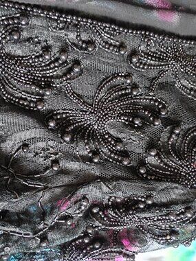 ELEGANT Black Embroidered Beaded Lace Jacket Size 14